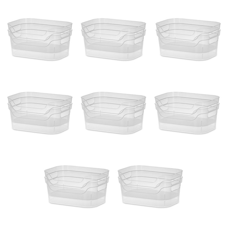 Sterilite 9.5 x 6.5 x 4 Inch Clear Open Storage Bin with Carry Handles